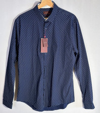 Mens/ Zara Man/ Basic Collection/ Button Down Shirt/ Large/Navy w Stars/Slim Fit picture