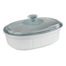 CorningWare 2.5-Qt French White Oval Casserole Dish with Glass Lid picture