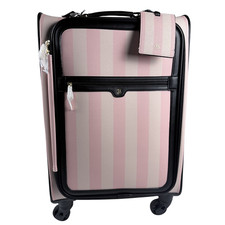 Victoria’s Secret Carry On Spinner Luggage Suitcase Pink Heritage Stripe NWT picture