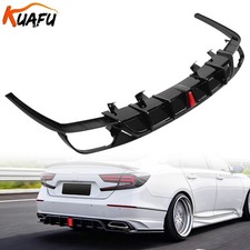 KUAFU Gloss Black Rear Bumper Diffuser Lip Kit+ Light For Honda Accord 2018-2022 picture