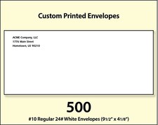 500 Custom Printed #10 Commercial Regular Envelopes Full Color Digital Printing picture