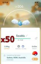 50x Swablu Pokemon Bundle  Good Chance of Lucky and Good IVs  Go picture