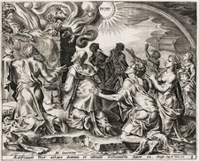 M. V. Heemskerck Cornelis Cort Noah Ark Arche Bible Copper Engraving 1600 picture