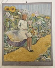 Birger Birger-Ericson “Puppchen” Swedish Gouache Girl Garden Signed 20x16 picture