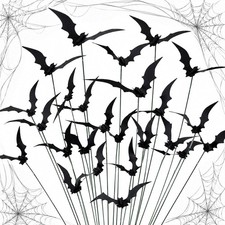 30PCS Halloween Bat Garden Stakes, Plastic Flying Bat for Yard, Lawn Decorations picture