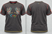 Vintage COOGI Shirt Mens L Black Embroidered Handprint Spellout Streetwear Y2K picture