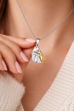 Hug Pendant Necklace Pet Dog Lover Family Fashion Girl Golden Silvery Friendship picture