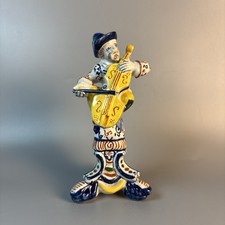 Antique Desvres Faience Musician Figurine Cello Player Jules Verlingue Signed VE picture
