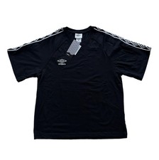 Umbro Boxy Loose Fit Tee T-Shirt Diamond Striped Sleeves Black White Mens L NWT picture