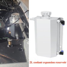 Universal 2L Aluminum Coolant Radiator Overflow Reservoir Expansion Tank Silver picture