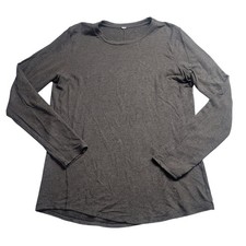 Lululemon Long Sleeve Crew Neck Top Charcoal Gray Heather Curved Hem Size 6-8 picture