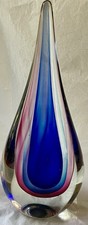 European Murano Style Sommerso Art Glass Teardrop Sculpture HandBlown MCM VTG picture