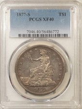 1877-S $1 TRADE DOLLAR - PCGS XF-40, NICE PLEASING picture