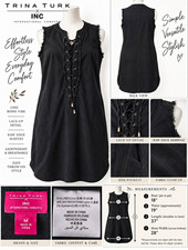 Trina Turk x INC International Concepts Black Sleeveless Lace-Up Mini Dress M picture