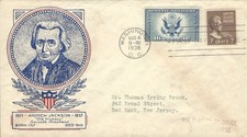 Scott #812 7¢ Andrew Jackson Prexie & CE1 16¢ Special Delivery Clifford FDC picture