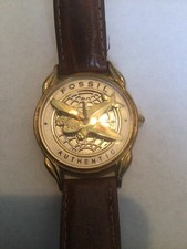 Vintage Fossil Time Flies Airplane Watch Original Limited Edition 2001 picture
