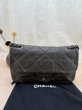 Authentic Chanel Dark Grey Bold Stitch Quilted Leather-inChain Flap Shoulder Bag picture