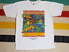 VTG 90s Y2k Anvil Rainforest Eco Animal Nature Art San Diego White Tee T-Shirt L picture