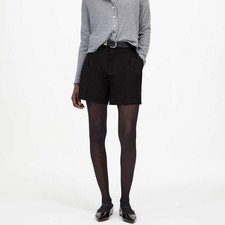NEW Madewell Easy Pleated Trouser Short Women 8 Black High Rise Wool Blend Twill picture