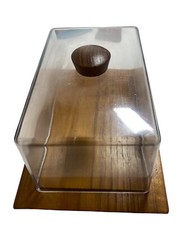 Karl Holmberg AB Scandinavian Mid Century Teak Cheese Board w/Plastic Cover picture