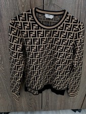 FENDI Women Motif FF Monagram Pullover Knit Sweater  Authentic Made In Italy picture