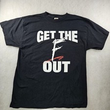 Vintage 2002 Get The F Out WWE WWF Wrestling Graphic T Shirt Men's XL Black Rare picture