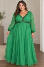 Vintage 1960s 70s Green Jade Formal Party Chiffon Dress Plus size picture