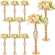 Rtteri 10 Pcs Large Gold Metal Flower Vase Candle Holder Centerpiece Stand for picture
