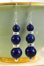 Sophisticated Graduated Lapis Lazuli Chandelier Earrings in .925 Sterling Silver picture