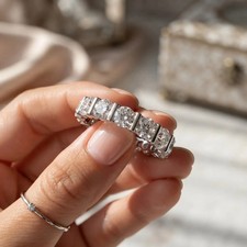 4.00Ct Round Cut Natural Diamond Solid 14K White Gold Luxury Eternity Band Ring picture