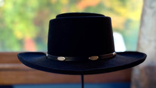 Vintage 1980s Stetson Gun Club Royal Flush 4X Fur Felt Gambler Hat Black 7 3/8 picture