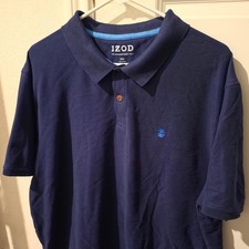 IZOD Mens Navy Blue The Advantage Polo Short Sleeve Shirt XXL Pique Knit picture