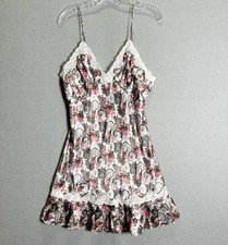 VTG Victoria's Secret Gold Label Satin Slip Dress Nightie Size L Floral Nightie picture