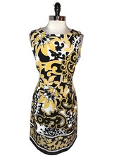 RONNI NICOLE Size 16 Sheath Dress Black Yellow White Floral Sleeveless picture