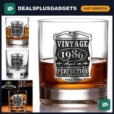 Vintage 1986 40th Birthday Anniversary Whisky Rocks Glass Tumbler - Unique Gift picture