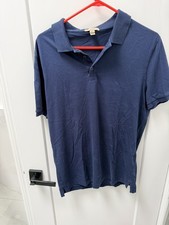 Burberry Brit Men's Navy Blue Polo Shirt Nova Check Placket Logo Size Large picture