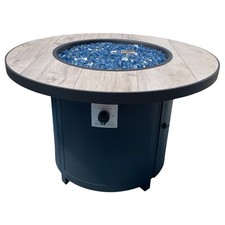 OW LEE Round CAPRI IRON Propane Casual Fire Pit Table with Blue Glass picture