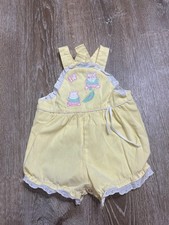 Good Lad Romper Baby Girls 12 mos Yellow lace Embroidered Vintage picture