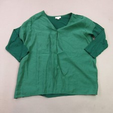 J Jill Shirt Womens Small 3/4 Long Sleeve Casual Outdoor V Neck Green picture