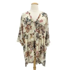 NEW Torrid Womens 4X Top Lexie Chiffon Babydoll Blouse Floral Multicolor Sheer picture