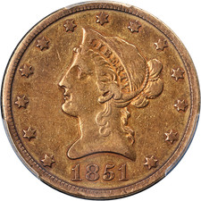 1851-O Liberty Gold $10 PCGS VF30 Nice Eye Appeal Nice Strike picture