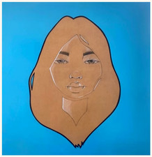 Original Acrylics and pencils painting woman portrait on board 24x24 picture