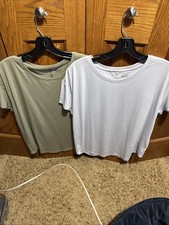 Athleta 2 Move With Ease Tee Shirt Short Sleeve Stretch  Medium Light Blue Lot picture