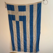 Vintage Large Greek Flag Sewn Panel Nautical Maritime Textile Art 72x44 picture