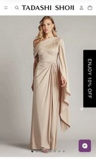 Tadashi Shoji Women's Beige Ember Cape Sleeve Gown Dress Size: 14 picture
