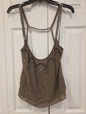 Vintage y2k DKNY 100% Silk Sequin Spaghetti Strap Cami Size 10 picture