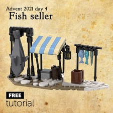 Compatible Medieval Fish Seller 107 Bricks Building Toys Set MOC Build Gift picture