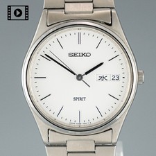 SEIKO SPIRIT 7N48-7A00 33mm Day Date Kanji Quartz Mens Watch Vtg 1995 [US Stock] picture