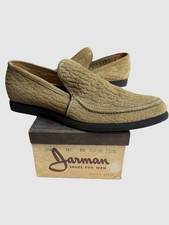 Vintage 70s Jarman Mens 10.5 B Textured Suede Loafers NOS Deadstock Moc Toe F10 picture