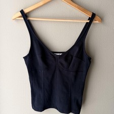 Universal Thread Black Ribbed Corset Tank 🖤 Size M picture